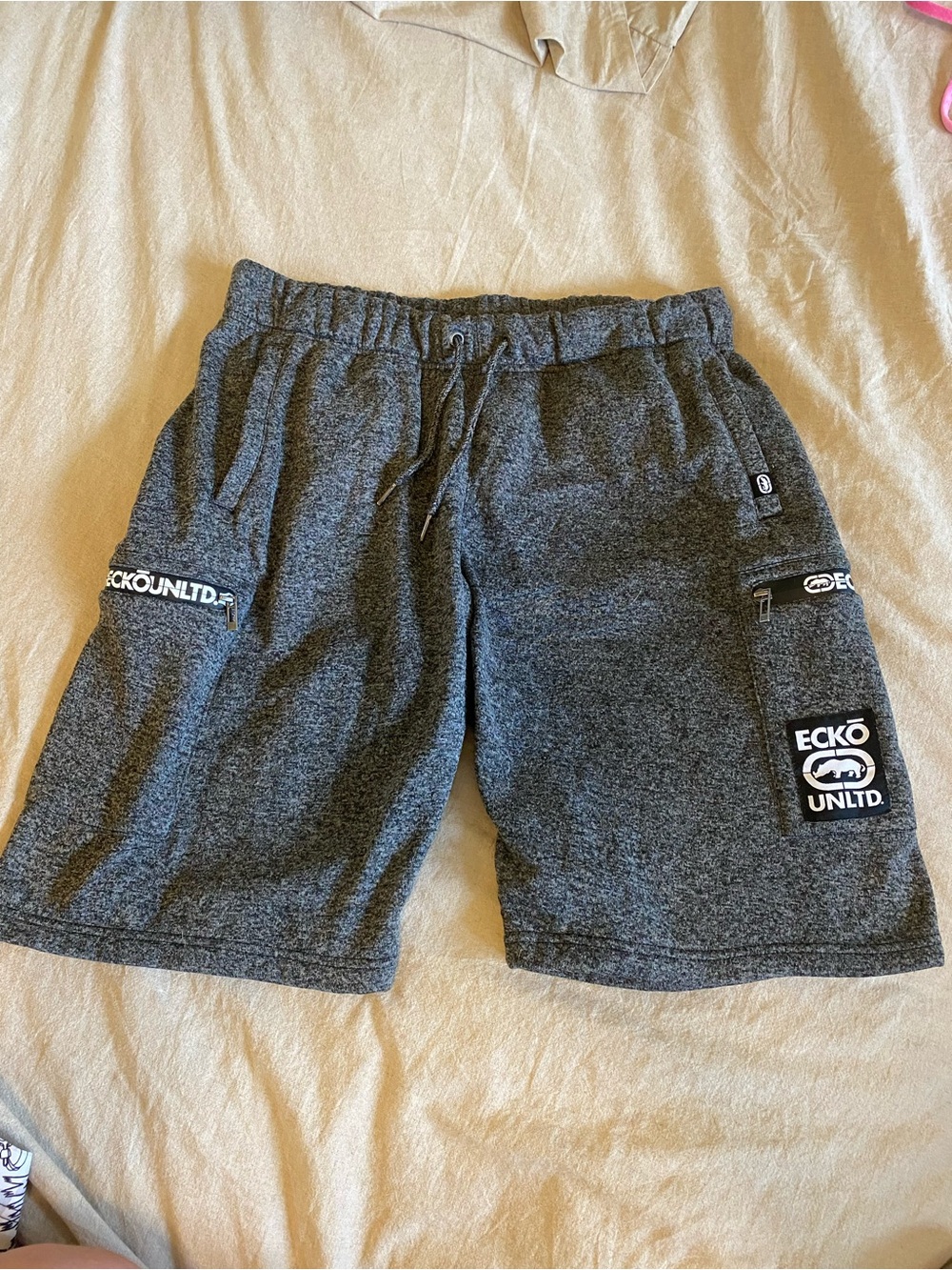 Ecko Unlimited Men’s Charcoal Gray Logo Cargo Shorts